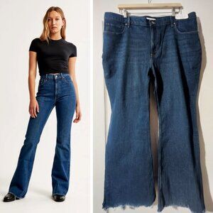 Abercrombie & Fitch | High Rise Vintage Flare Jean in Dark Wash With Raw Hem